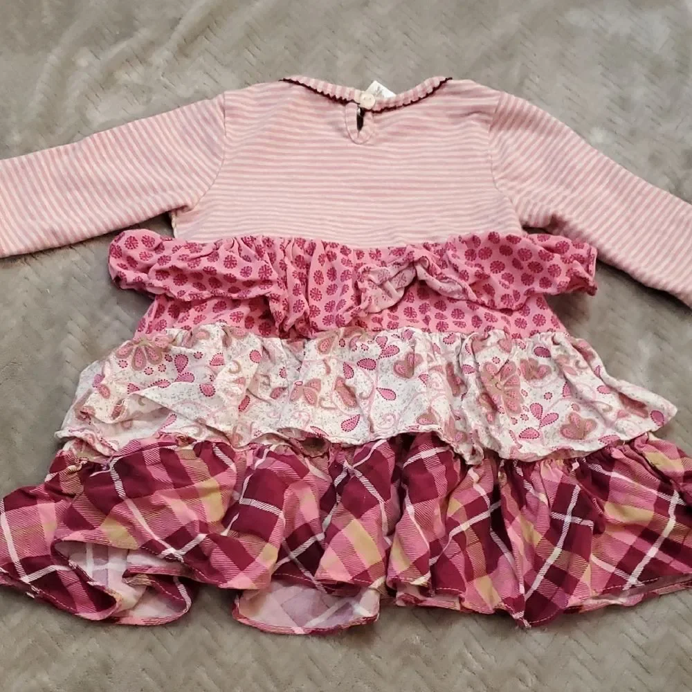 Bonnie Baby Pink Floral Layered Dress Baby 24 Months